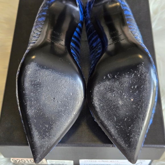 Saint Laurent Python-Embossed Zebra Print Pumps - Picture 5 of 5